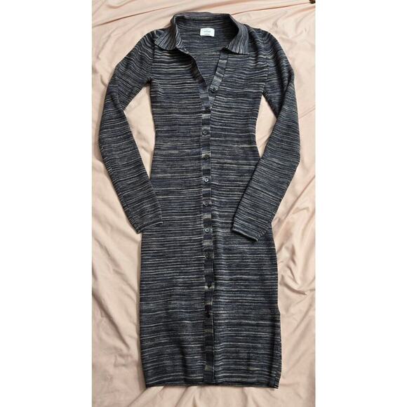NWOT Aritizia Wilfred Cove Knit Polo Midi Dress S Striped Button-Up Bodycon - Picture 7 of 12